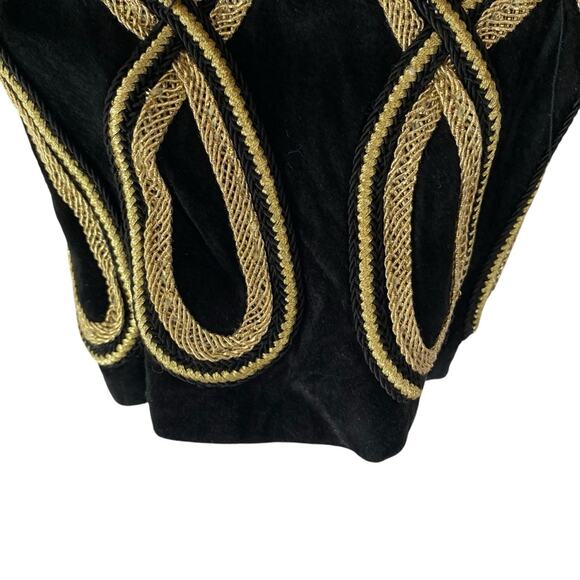 Etosha Vintage Black Suede Military Jacket Gold Embroidery Scroll Detail size 10 - Picture 3 of 8